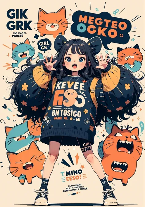 (Masterpiece,best quality),highres,extremely clear 8K wallpaper,high quality, detailed eyes, (illustration:1.1), colorful, vibrant colors,  (outline:1.25), (better hand:1.25), (dynamic pose:1.25), beautiful face, open mouth
solo,(1girl:1.5), <lora:mjty:0.6>, (mj-tyg), (), full body, (plain background:1.25), <lora:Lgirl-v6_500steps:1>, <lora:_rL2170:0.4>, poster