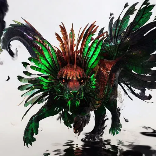 <lora:ShadowMane:1>, full body, lion, fish, hybrid, feathers, finds, feral, simple background, detailed body, detailed big eyes, chibi, looking at viewer, imminent explosion,, <lora:zyd232_ChineseInkStyle_v1_0:1>, ink splash, ink work, ink drawing, zydink, ink sketch, (ink art, ink illustration, ink, rough:1.4), flowing into ink, swirling ink, colorful, multicoloured, ((abstract)), (flowing lines, ink hair flowing over, made of ink),<lora:more_details:0,5>,