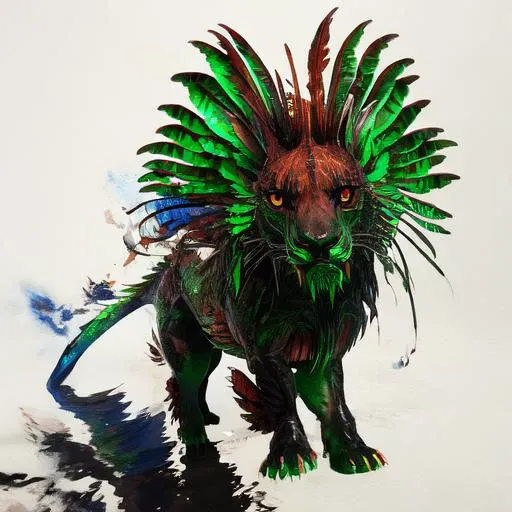 <lora:ShadowMane:1>, full body, lion, fish, hybrid, feathers, finds, feral, simple background, detailed body, detailed big eyes, chibi, looking at viewer, imminent explosion,, <lora:zyd232_ChineseInkStyle_v1_0:1>, ink splash, ink work, ink drawing, zydink, ink sketch, (ink art, ink illustration, ink, rough:1.4), flowing into ink, swirling ink, colorful, multicoloured, ((abstract)), (flowing lines, ink hair flowing over, made of ink),<lora:more_details:0,5>,