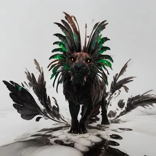 <lora:ShadowMane:1>, full body, lion, fish, hybrid, feathers, finds, feral, simple background, detailed body, detailed big eyes, chibi, looking at viewer, imminent explosion, monochrome,, <lora:zyd232_ChineseInkStyle_v1_0:1>, ink splash, ink work, ink drawing, zydink, ink sketch, (ink art, ink illustration, ink, rough:1.4), flowing into ink, swirling ink, colorful, multicoloured, ((abstract)), (flowing lines, ink hair flowing over, made of ink),<lora:more_details:0,5>,