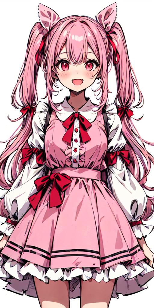 A girl in a pink dress with a bow and a white shirt - SeaArt AI