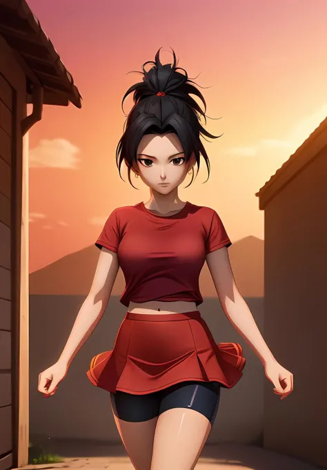 <lora:Kale:0.8>, Kale, 1girl, solo, red skirt, bike shorts, red shirt, black hair, (acclaimed, alluring, captivating, exciting, gorgeous, striking:1.3), (trending on CGSociety, trending on pixiv, contest winner:1.3)