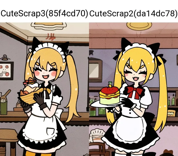 masterpiece, best quality, wral, omurice, 1girl, ketchup, long hair, closed eyes, anger vein, blonde hair, short sleeves, solo, twintails, holding, open mouth, bow, maid headdress, food, smile, maid, very long hair, apron, puffy short sleeves, black bow, blush, puffy sleeves, animal ears, plate, indoors, bangs, wrist cuffs, ribbon, ahoge, :d, frills, facing viewer, red ribbon, hair ribbon, shirt, ribbon trim, omelet, bottle, cat ears, skirt, white shirt, black gloves, red bow, ^_^, waist apron, gloves, table, black skirt, frilled apron, black bowtie, white apron, bowtie, sidelocks, dutch angle, dress, buttons, black ribbon, enmaided, v-shaped eyebrows, breasts, frilled skirt, alternate costume, animal ear fluff, standing, waitress, small breasts, maid apron, black dress, hair between eyes, collared shirt, holding bottle, shiny, bell, holding plate, fang, wrist ribbon, phone, spoon, hair bow, blurry background, thighhighs, cowboy shot, fake animal ears, ribbon-trimmed sleeves, petticoat, blurry, knife