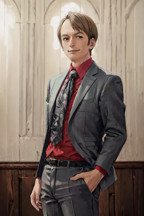 (best quality, masterpiece, RAW photo,ultra-detailed:1.2), <lyco:GoodHands-beta2:1.0>,looking at viewer, smile,
<lyco:Saul:0.9>Saul,GS-Girlish:0.5, formal suits, formal pants