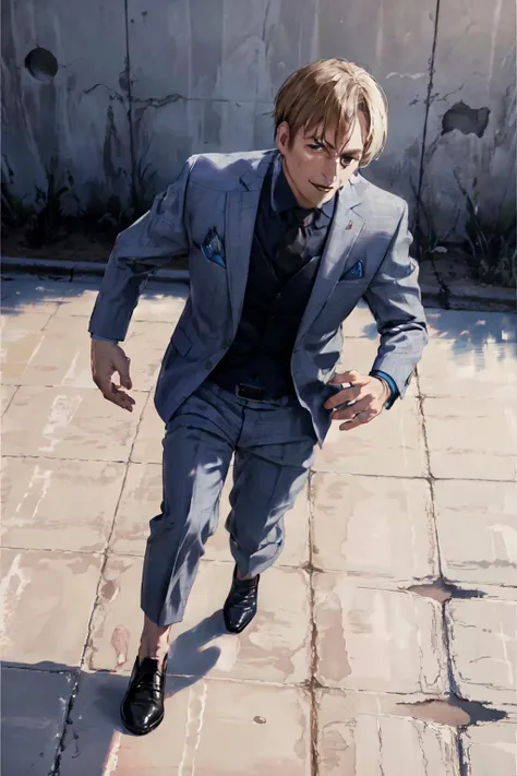 (best quality, masterpiece, RAW photo,ultra-detailed:1.2), <lyco:GoodHands-beta2:1.0>,looking at viewer,
<lyco:Saul:0.95>Saul,GS-Girlish:1, formal suits, formal pants, dynamic ungle, running, from above,