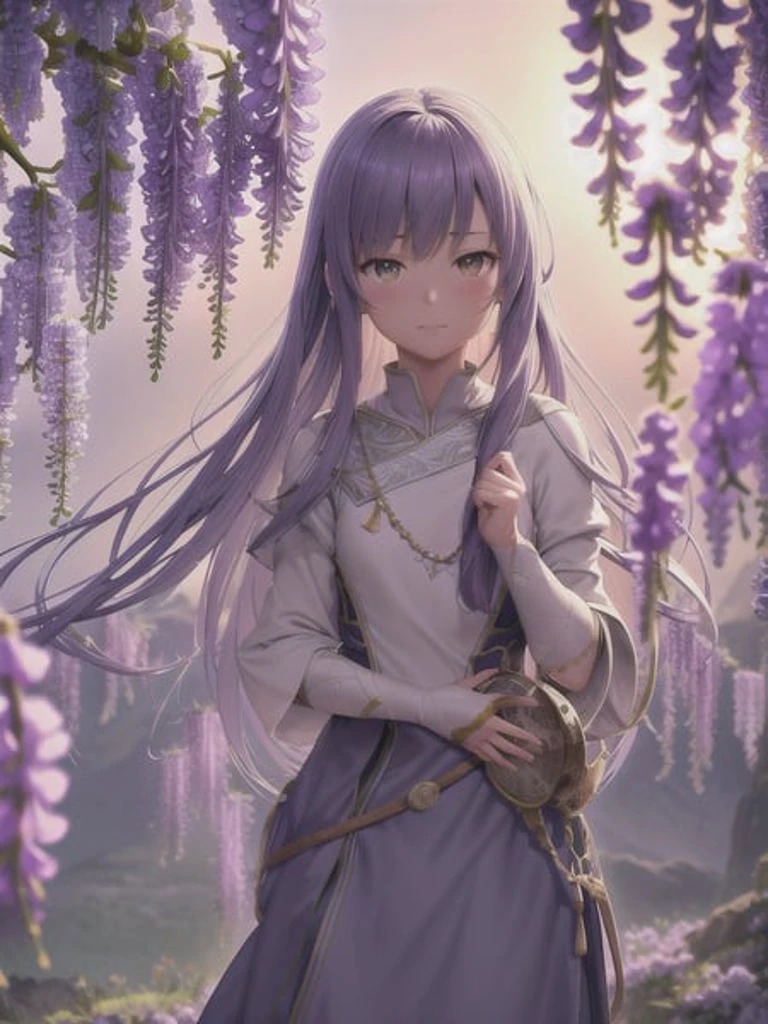 tiny wisteria tree on top of a distant hill. backlit. muted colors. fantasy magic style. highly detailed 8 k. intricate. lifelike. epic. movie poster. soft light. sony a 7 r iv 5 5 mm. cinematic post - processing