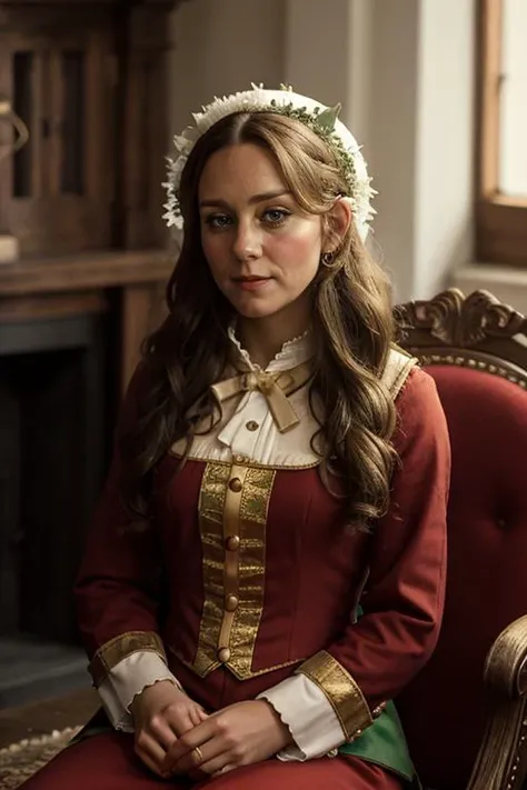 a 40 year old c1873em, wearing a Elf outfit <lora:Catherine_Middleton-000010:1> 1girl, solo, realistic, long_hair, c1873em,