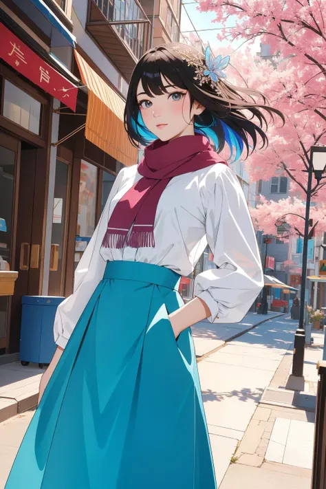 1girl, colorful Anime, intricate details, soft focus of a Primordial Candid slight Italian ([Huang:Zakaria:1]:1.3) , he is being looked at by a couple of Fascinating Males wearing Ethereal [Steampunk clothing|Sequin top], he is very curious, he is Running, Huang is dressed in his [Dire:Relaxing:10] Midi skirt and blouse, The Midi skirt and blouse is Maroon and is made of Iron and Sequins, he has Brunette hair, Huang has a Saturated Bauhaus fluorescent blue Backpack, Scarf, Tempting trees and street, Snowing, Very wide view, [ (colorful art designed by Margaret Preston:1.2) : (Mike Mayhew:1.2) : (Victoria Francés:1.3) :4], Amusing, Post-Rock, Black lighting, pinhole lens, High Contrast, National Geographic, rich color, detailed skin, sharp, UHD, extremely detailed CG Unity 8k wallpaper