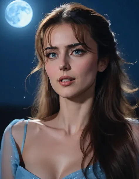 (((masterpiece))), (((best quality))), (1 woman), looking away from viewer, shoulderlong hair, falling on one side, side bangs, (realistic),  beautiful face, (sharp focus),(cinematic lighting),(extremely detailed), high contrast, moon surface in back, blue glowing. In this breathtaking scene, the masterpiece showcased a woman named Di1araa, with a mesmerizing face and a side-swept mane that fell upon her shoulder, accentuated by her side bangs as she looked away from the viewer. Her enchanting beauty was captured under cinematic lighting with a high degree of detail, set against the backdrop of an ethereal moon surface emanating a glowing blue hue, highlighting every nuance and texture in an extremely realistic manner that left one mesmerized by the sheer brilliance and best quality of this unforgettable artistic creation. Di1araa.s <lora:jwgzyv18e06a4fbcbx65d:1>