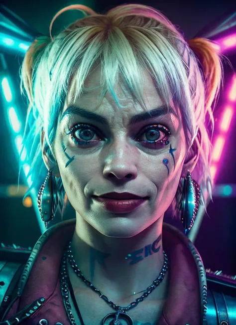 sksharley, smile, background slums, epic (photo, studio lighting, hard light, sony a7, 50 mm, matte skin, pores, colors, hyperdetailed, hyperrealistic), <lyco:Margot RobbieV2:1.3>