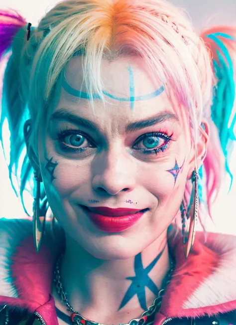 sksharley, smile, background office, epic (photo, studio lighting, hard light, sony a7, 50 mm, matte skin, pores, colors, hyperdetailed, hyperrealistic), <lyco:Margot RobbieV2:1.3>