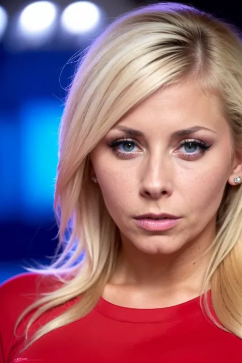 closeup headshot of madivy, a gorgeous woman, in a (cozy village:1.2), wearing a (long sleeved red dress), (8k, RAW photo, best quality, depth of field, ultra high res:1.2), (absurdres, intricate, photorealistic, masterpiece, ultra-detailed:1.3)