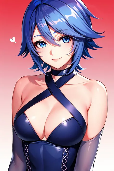 aqua \(kingdom hearts\), bare shoulders, blue eyes, blue hair, breasts, bustier, choker, cleavage, closed mouth, criss-cross halter, detached sleeves, eyebrows hidden by hair, gradient background, hair between eyes, halterneck, heart, highres, kingdom hearts, kingdom hearts birth by sleep, medium breasts, paid reward, patreon reward, short hair, simple background, smile, solo, songjikyo, upper body,
<lora:aqua:0.60>