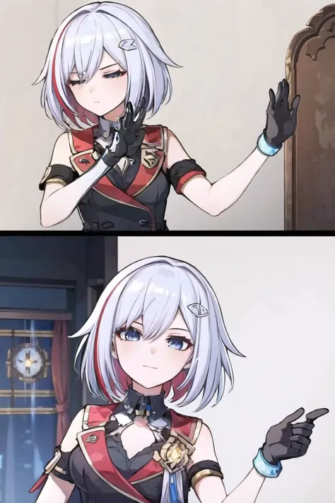 (high quality, high resolution:1.3), 4k, masterpiece, 
BREAK
1girl, <lora:drakeposting:0.8>, drakeposting, parody, meme,  comic,  simple background, upper body, short hair, colored inner hair, white hair, red hair, blue eyes, multicolored hair, <lora:Topaz-000029:0.7> , topaz, <lora:NoiseOffset_v2:1.0><lora:NoiseOffset_v2:1.0>