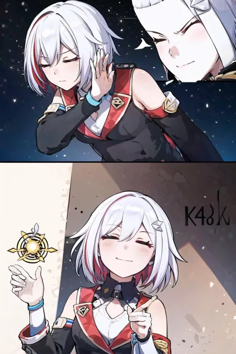 (high quality, high resolution:1.3), 4k, masterpiece,
BREAK
1girl, <lora:drakeposting:0.9>, drakeposting, parody, meme, comic, simple background, upper body, short hair, colored inner hair, white hair, red hair, closed eyes, multicolored hair, <lora:Topaz-000029:0.7> , topaz, <lora:NoiseOffset_v2:1.0><lora:NoiseOffset_v2:1.0>