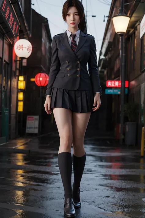 1girl, solo,realistic, blurry,blurry background, eyes with beautiful details, incredibly absurd, high resolution, best quality, ultra detailed and beautiful, fine Detail, masterpiece, top quality, official art, CG unity 8k wallpaper, cinematic lighting, slim and smooth lines,<lora:lan_20230611164241:0.8>,(school_uniform)