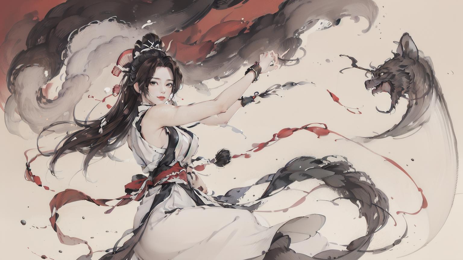 Arafed image of a woman in a white dress with a sword - SeaArt AI