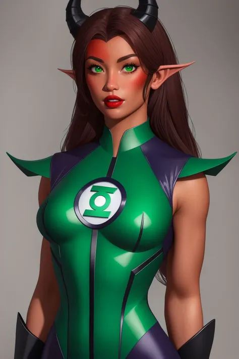 masterpiece, best quality, tiefling, 1girl, red skin, colored skin, horns, pointy ears, green lantern costume <lora:Green Lantern Costume_v1:1>, looking at viewer, upper body <lora:Tiefling_v1:0.8>