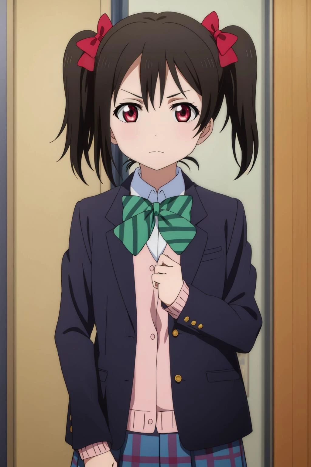 1girl, solo, best quality, masterpiece, <lora:niko-lovelive:0.8> niko yazawa, looking at viewer, otonokizaka school uniform