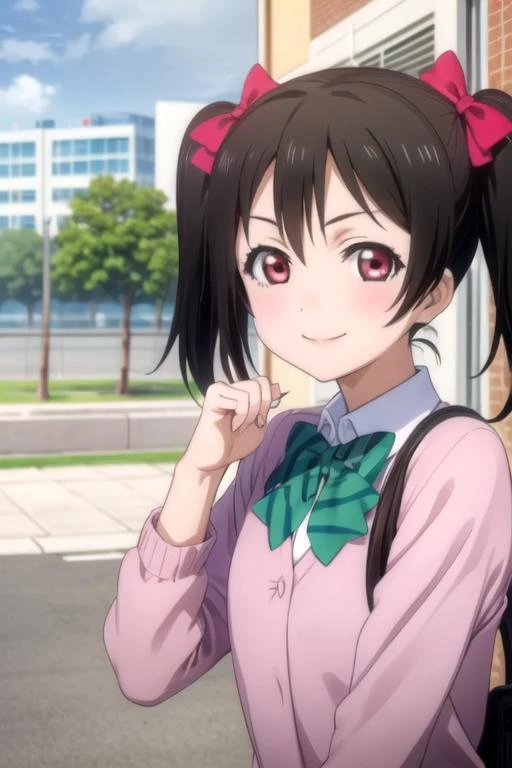 (((pixel-perfect, detail-perfect))), solo, 1girl, <lora:niko-lovelive-01:0.8>, niko yazawa, school uniform, looking at viewer, smile