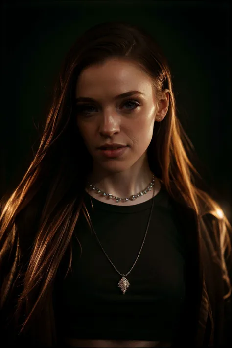 <lora:MadiCollins_v1.1:1> MadiCollins
(female in a dark theme:1.2),Beauty photo, facing viewer,
with (
White crochet crop top High-waisted flowy maxi skirt Brown ankle boots Statement layered necklaces
:1.2)
(long wavy hair:1.1) hairstyle, (head tilt,:1.2)
detailed hair strand, ear, detailed upper torso, detailed eyes, detailed pupils, detailed iris, detailed nose, detailed lips, ears, detailed sideburns, eye reflection, ray tracing, path tracing, reflection,
in style of
Richard Avedon Portrait Large-format camera, high-quality lenses Simple backgrounds,
<lora:epiC35mm:1> epiCPhoto, (plunging neckline:-1) dark shadowed background,