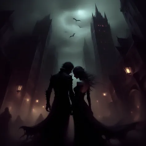 wyrmterro lovers in city, darknes<lora:wyrmterro:0.8>