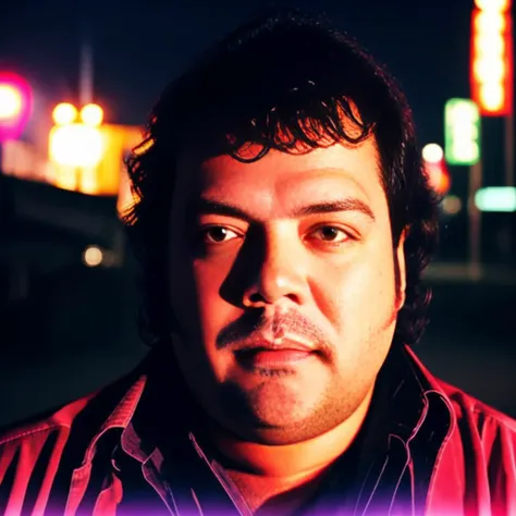 portrait sks man (mattioli:1) medium body, a night in the street, high detailed, hyperealistic, 8k, neon lights, haze, mist, fog in the air <lyco:locon_perfecteyes_v1_from_v1_64_32:0.6> <lora:mattioli:1>