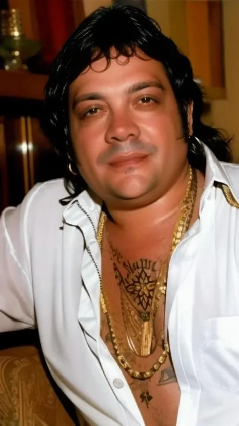 portrait of sks man (mattioli:1) with tattoos like a hippie from the 70s, high detailed, high quality, (master piece), 4k, 8k, <lora:mattioli:1>