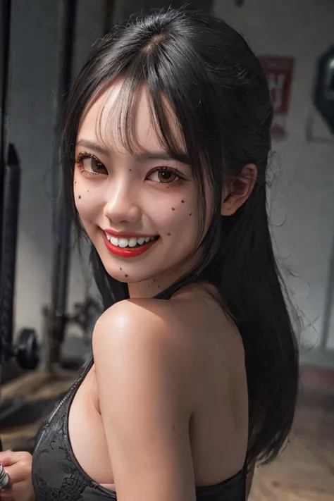 (masterpiece, best quality, beautiful quality, photorealistic, looking at viewer, detailed lighting, extremely detailed skin, extremely detailed teeth, shadows, 8k:1.4), (a picture of a woman, 1girl, gym:1.3), <lora:Sarina Kashiwagi:0.8>, <lora:add_detail:1>