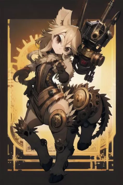 ASCII (centaur:1.4), (masterpiece, best quality:1.4), white tomboy hair, (young perfect face:1.4), (small_breasts:1.3), (slender slim body:1.3), (small waist:1.3), (perfect black eyes:1.2), full body, ((steampunk)), nun outfit, knight, ((godlike)), ((gears)), slender legs , ((navy fur)), ((blue white patterns)), <lora:wolong_v1-000012:0.4>, blank background, goth, badass
