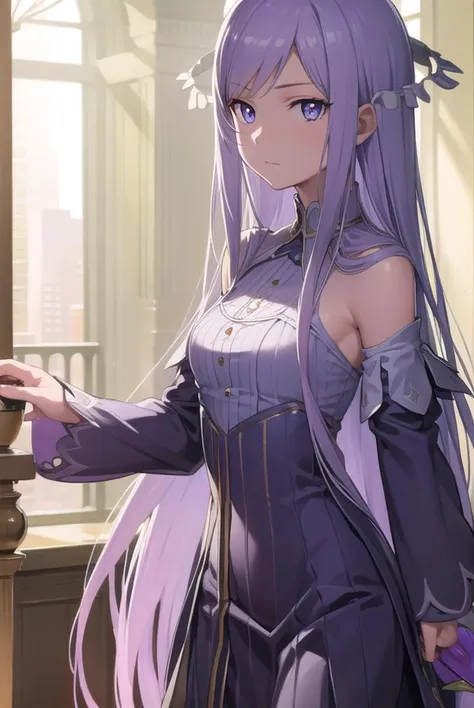 quinella, <lyco:quinella-lyco-nochekaiser:1>,
quinella, absurdly long hair, (purple eyes:1.1), long hair, parted bangs, purple hair, very long hair, hair ornament,
BREAK dress, purple dress, ribbed dress, detached sleeves, sleeveless, 
BREAK indoors, bed,
BREAK looking at viewer, (cowboy shot:1.5),
BREAK <lyco:GoodHands-beta2:1>, (masterpiece:1.2), best quality, high resolution, unity 8k wallpaper, (illustration:0.8), (beautiful detailed eyes:1.6), extremely detailed face, perfect lighting, extremely detailed CG, (perfect hands, perfect anatomy),