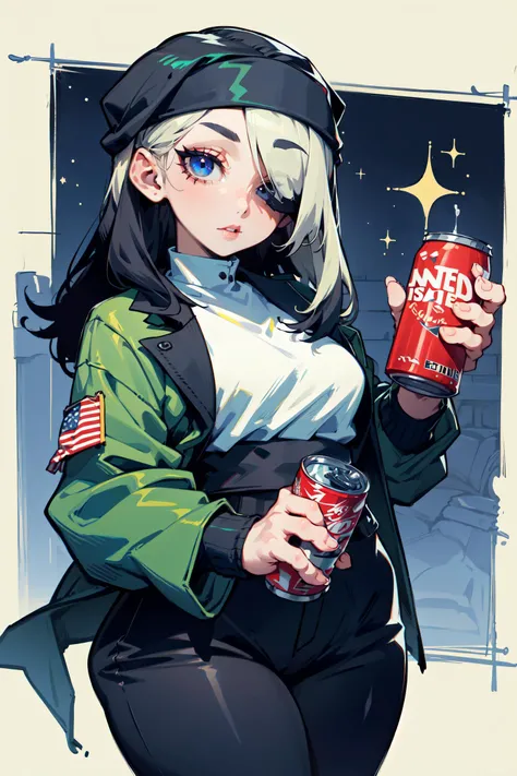 (best quality, masterpiece:1.1), modern, scenery, 
<lyco:speedoru_artist_v2-16:0.8>, speedoru_artist, toon \(style\), 
jacket, fishnet,  pants, headband, ninja, [Glittering Night Sky], (fantasy, medieval, ancient:1.2), 
BREAK,  holding a can of soda, 
cowboy shot,  looking at viewer,   
1girl, 
(milf, mature), curvy, 
lovely small breasts,  emotionless face,  (orgasm:1.1),    
black eye, 
[green hair|red hair], long hair, hair over one eye,