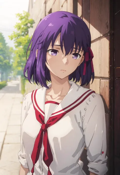best quality, masterpiece, highres, solo, {matou_sakura_fatestaynightufotable:0.90}, 1girl, serafuku, empty_eyes, anime_coloring, short_hair, upper_body