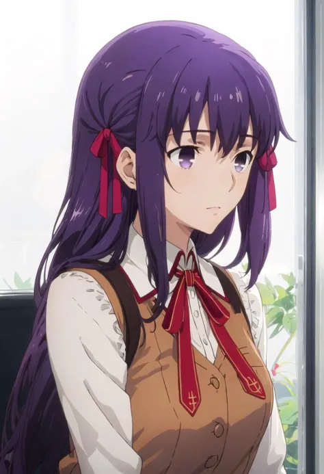 best quality, masterpiece, highres, solo, {matou_sakura_fatestaynightufotable:0.90}, 1girl, homurahara_academy_school_uniform