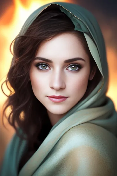 High detail RAW color Photo of pale beautiful 30yo woman (((Amused beautiful, petite, slim) with angular face, pointed chin, feminine, large eyes)), ((wearing rags, damaged)) cape, realistic, symmetrical, highly detailed, harsh lighting, cinematic lighting, art by artgerm and greg rutkowski and alphonse mucha, ((tornado, sparks, embers))  serious eyes, contrast, textured skin, cold skin pores, hasselblad, 45 degree, hard light, gigapixel , feet visible, flawless face, freckles,