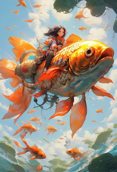 super vista, super wide Angle
goldfish1girl a girl riding on a large goldfish,  <lora:~Q?-Y'| goldfish:0.8>