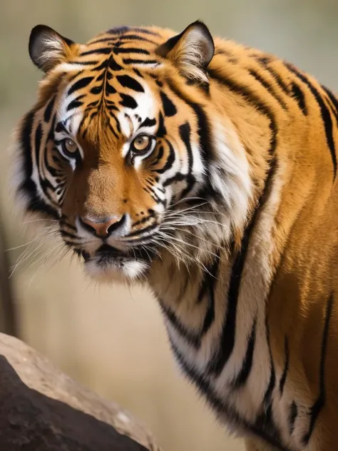 close photograph, RAW photo, of
Appearance:
Muscular Build: Tiger is a formidable and strong character, with a well-defined, muscular physique that speaks of his athleticism and combat prowess.
Tall Stature: He stands tall and imposing, his height adding to his presence and commanding aura.
Hair and Facial Features:
Wild Mane: Tiger's hair is often unruly, resembling a wild mane that matches his fierce personality.
Bold Gaze: His eyes are sharp and intense, radiating determination and a sense of authority.
Facial Hair: He may sport some facial hair, like a rugged beard, further enhancing his rugged appearance.
Confident Stance: Tiger carries himself with a confident posture, projecting a sense of self-assuredness and readiness for challenges.
Focused Gaze: His eyes often carry a focused intensity, showing his dedication to the task at hand.
Personality:
Strong-willed: Tiger is known for his strong will and determination. He's not one to back down from challenges and often takes charge of situations.
Loyal and Protective: He's fiercely loyal to his allies and is willing to go to great lengths to protect them.
Combat Ready:
Battle Scars: His body might bear scars from battles, symbolizing his experience and resilience.
Physical Prowess: Tiger's physical prowess is evident in his well-toned muscles and his ease with various combat techniques.
Overall: Tiger's physical appearance reflects his tough and resolute nature. With his commanding presence, muscular build, and focused demeanor, he's a character who exudes strength and readiness for action.