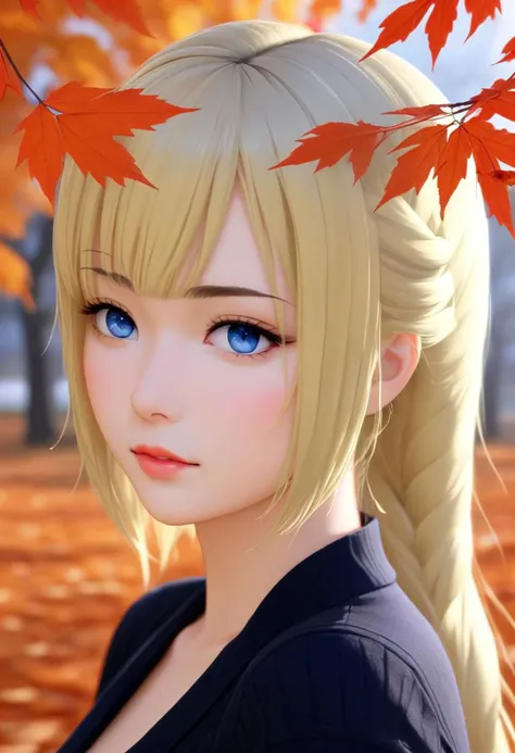 masterpiece, best quality,sensual face, autumn theme, fall theme, blue eyes,<lora:Ayane_Amamiya:.8>,blonde hair