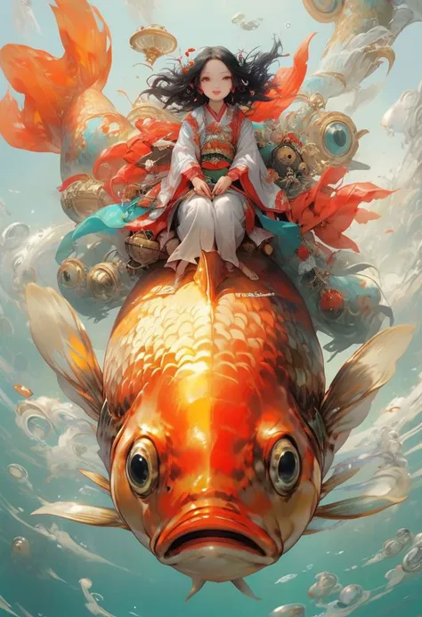 super vista, super wide Angle
goldfish1girl a girl riding on a large goldfish,  <lora:~Q?-Y'| goldfish:0.8>