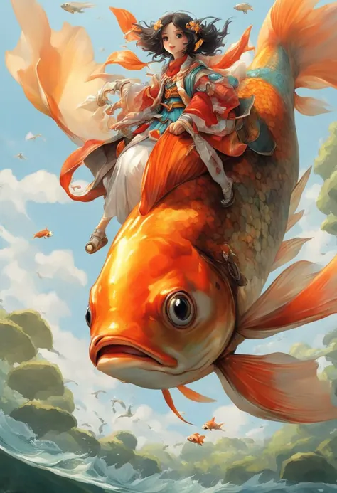 super vista, super wide Angle
goldfish1girl a girl riding on a large goldfish,  <lora:~Q?-Y'| goldfish:0.8>