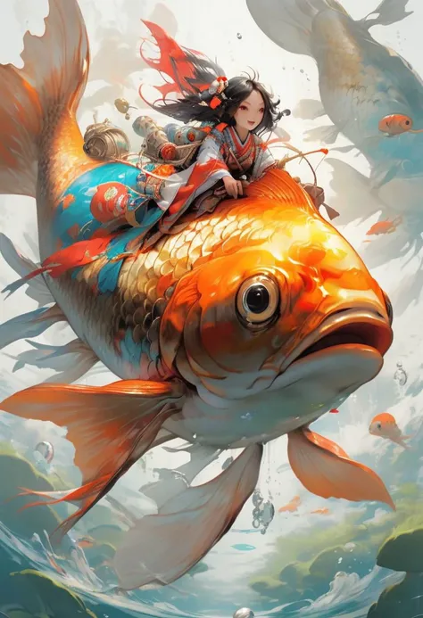 super vista, super wide Angle
goldfish1girl a girl riding on a large goldfish,  <lora:~Q?-Y'| goldfish:0.8>