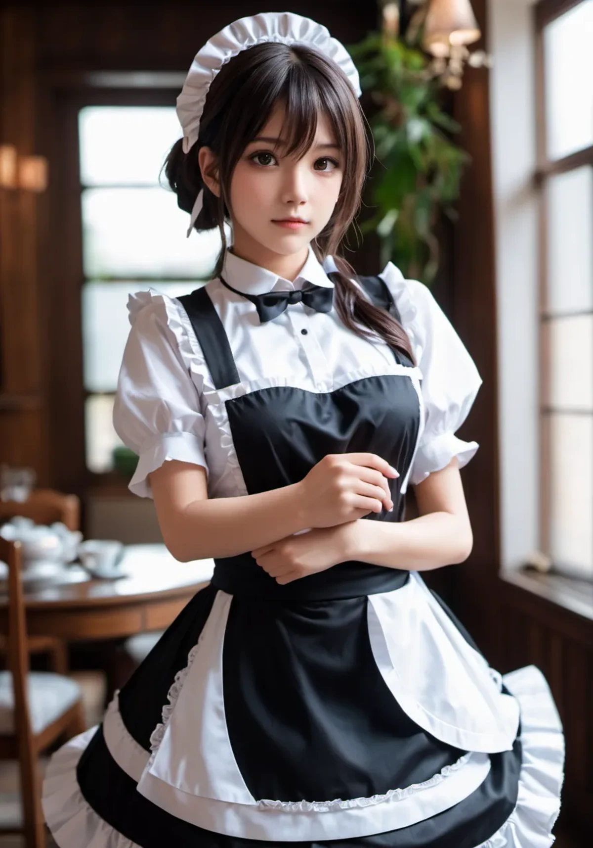 photograph, absurdres, highres, ultra detailed,
maid girl,:d