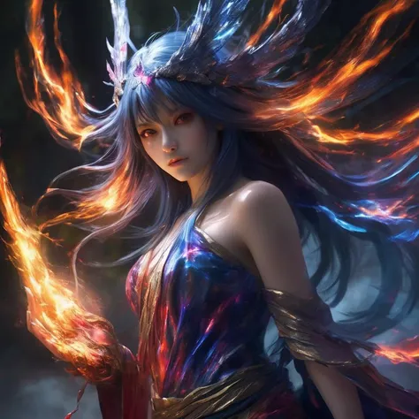 (Masterpiece), (Best Quality), (Official Art, Highly Detailed CG Unity 8k Wallpaper), (Very Detailed), (((Absurd)), 1 Girl, Midshot, (Exquisite Facial Features), (Serafuk: 1.3) ((SFW)), ((Clean Hands)), (White Neeso without shoes)), Aqua Eye, Colored Contact Lenses, Stars in the Eyes, (((((Colorful Bubbles)))), Colorful Glass, (Album cover) Vast landscape photo, (sky up, field below), girl standing in a flower field and looking up, (full moon: 1.2), (meteor: 0.9), (nebula: 1.3), distant mountains, trees BREAK craft art, (warm light: 1.2), (fireflies: 1.2), lights, lots of purple and orange, intricate details, voluminous lighting, realism BREAK (masterpiece (Best Quality), 4k, Ultra Detail, (Dynamic Composition: 1.4), Very Detailed, Colorful Details, (Rainbow Color: 1.2), (Glow Lighting, Atmospheric Lighting), Dreamy, Magical, (Solo: 1.2)