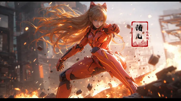 (fat:2)Epic CG masterpiece,Asuka Langley Soryu,hdr,dtm,full ha,Sitting on mecha device,8K,ultra detailed graphic tension,dynamic poses,stunning colors,3D rendering,surrealism,cinematic lighting effects,realism,00 renderer,super realistic,glowing,magic,full_body photos,super vista,super wide Angle,HD,<lora:绪å¿-ææ¥é¦_v1.0:0.8>,<lora:MFlame:0.5>,fighting stance,