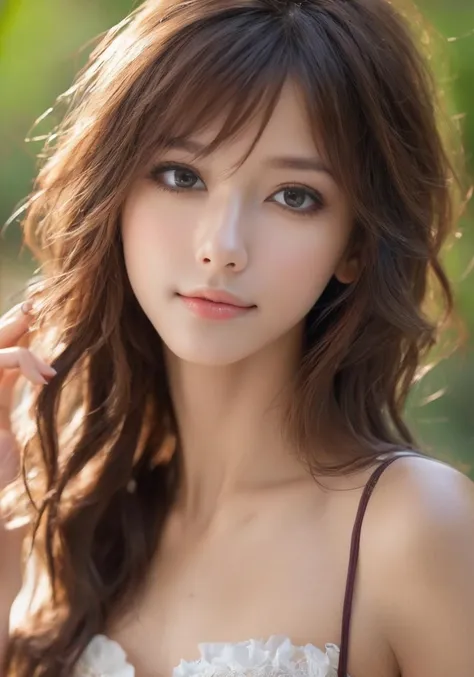 (Best Quality, 8k, 32k, Masterpiece, UHD: 1.3), Attractive Japan Woman Pictures, One Girl, (Big: 1.2), Erotic Underwear Styles, Floral Lace, Super Cute, Nice Perfect Face from Upper Body to Thighs, Soft Skin, Gorgeous Wavy Long Brown Hair, 8
K resolution, ultra-realistic, ultra-detailed, high quality, living, large
Bile Pose Cute Pose --auto --s2