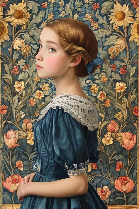 masterpiece,best quality,<lora:tbh192-:1>,style of  William Morris tech genius teenage girl