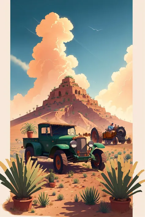 flat illustration, old man farmer agave field (SouthOfTheBorderSD15:1.0)
(masterpiece:1.1) (best quality) (detailed) (intricate) (8k) (HDR) (wallpaper) (cinematic lighting) (sharp focus) <lora:flatIllustration_flatIllustration:1>