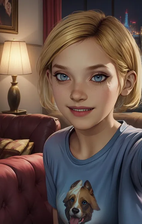 saraht1, blonde hair, blue eyes, short hair,
upper body,
pink shirt,
night, living room, couch,
looking at viewer, smile,
(insanely detailed, beautiful detailed face,beautiful detailed eyes, masterpiece, best quality), solo,
<lora:sarahMPS3-10:0.8>