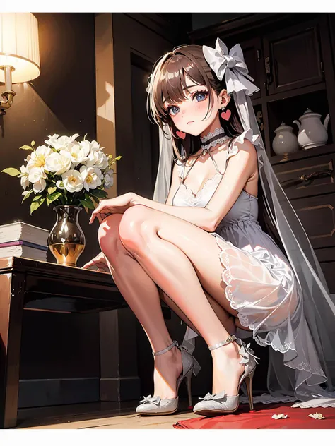 (masterpiece), (best quality),
make up, blush, earring, heart, high heels, <lora:flower_shoes:0.5>, 1girl, flower, bow,