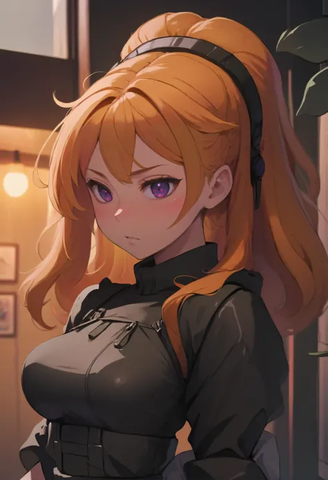 anime style, gloomy (expression), rough digital painting, (full body:1.25), 1girl, solo, [:outlandish costume design,:0.2] sorcerer, , (african, dark skin:0.6), bombshell light ginger hair, medium hair, (slim:1) build, simple background, rpg character concept art